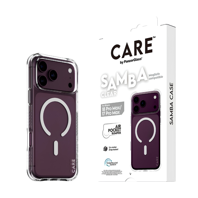 Panzer CARE Fashionable Case Samba Transparent w. White MagSafe for iPhone 18 Pro Max / 17 Pro MAX