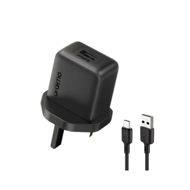 Oraimo PowerMate 101 10W Wall Charger with 1m USB-A to USB-C Cable – Black