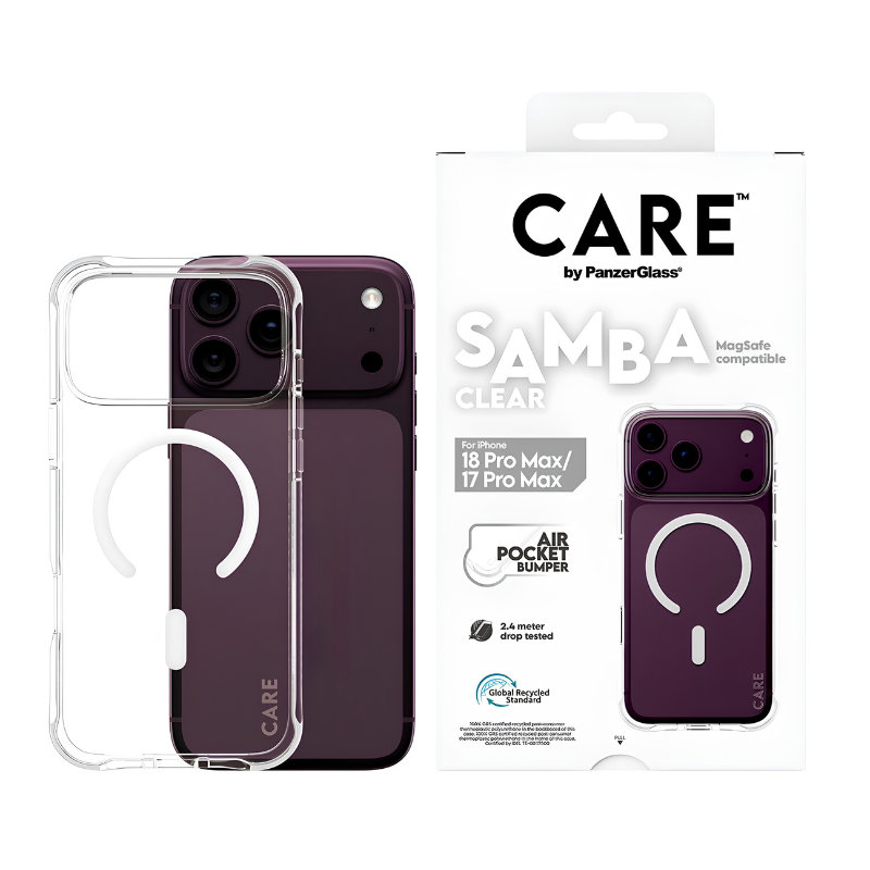 Panzer CARE Fashionable Case Samba Transparent w. White MagSafe for iPhone 18 Pro Max / 17 Pro MAX